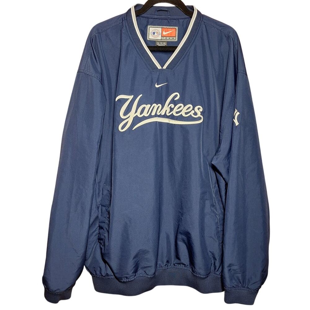 New york yankees baseball team embroidered windbreaker Y2K Vintage mens XXL navy